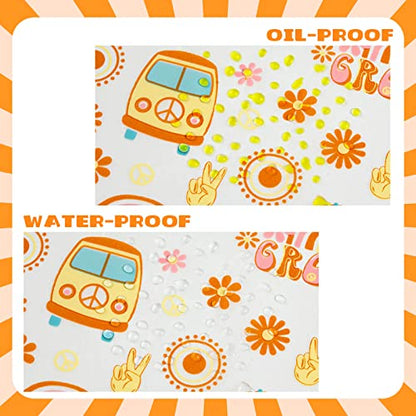 100 Pcs Hippie Wax Paper Sheets - Food Sandwich Wrap Paper Deli Wraps, Waterproof Oil-proof Picnic Basket Liners with Flower Pattern - color: Hippie