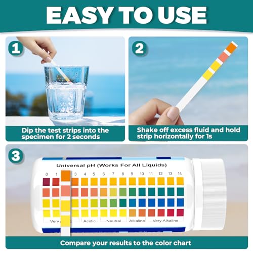 pH Test Strips 0-14: 200 Strips Universal Litmus Paper pH Test Strips for Liquid Testing & Water & Food and Soap Making, Get Highly Accurate Results in Seconds