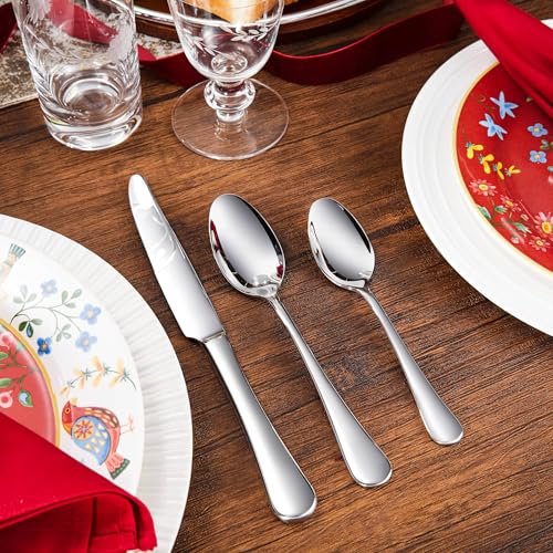Royalrose Premium Aria 4-Piece 9.6 Inch Silverware Knives (Dinner Knives) | Stainless Steel Table Knives, Silverware Knives, Butter Knives, Mirror Finish, Dishwasher Safe, Ideal for Steak & Butter