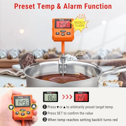 TempPro TP511 Digital Candy Thermometer with Pot Clip, Programmable Instant Read Food Meat Thermometer with 10'' Long Probe for Baking Grilling Oil Deep Fry Fathers Day Gift (Previously ThermoPro) - style: Programmable Design