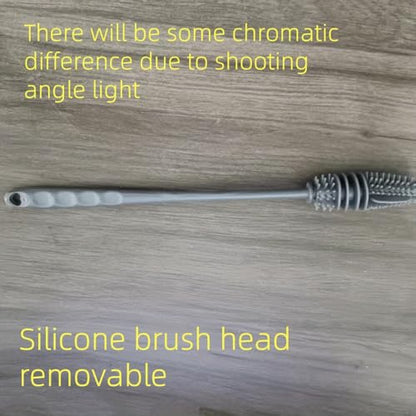 Silicone Long Handled Bottle Brush with Flexible Head for Cups and Bottles, Multi Use Cleaner for Kitchen Bathroom Car, Grey - color: Gray