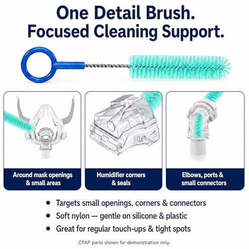 CPAP Cleaning Brush Set, 78.7 in Dual-Ended CPAP Hose Brush for 22 mm & 15 mm Tubing, Tube Cleaning Brush & Hose Cleaner Brush with Detail Brush for Mask - color: White