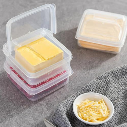 2Pack Sliced Cheese Container for Fridge, Flip Lid Clear Butter Block Cheese Slice Storage Box, Keeps Cheeses Fresh Longer and Delicious, Refrigerator Organizer for Food Grated Cheese-Singles - size: M-2PCS