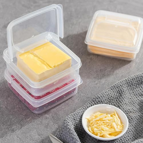 2Pack Sliced Cheese Container for Fridge, Flip Lid Clear Butter Block Cheese Slice Storage Box, Keeps Cheeses Fresh Longer and Delicious, Refrigerator Organizer for Food Grated Cheese-Singles - size: M-2PCS