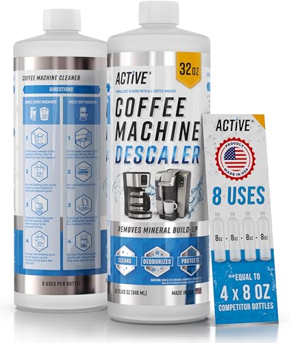 ACTIVE Coffee Machine Descaler Descaling Solution - 32oz (8 Uses) Compatible with Keurig,Nespresso,Breville,Delonghi, Jura, Ninja - Espresso Coffee Maker Cleaner,Coffee Pot Cleaning Limescale Remover - style: 32oz Liquid