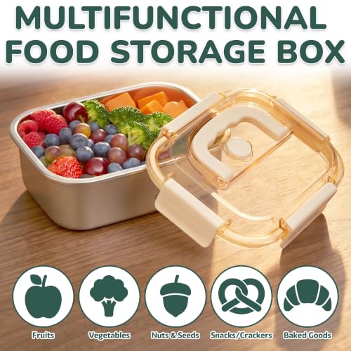 Everusely - Large Stainless Steel Food Container + Snap Lock Lid - 47 oz - Airtight Food Storage Box - Meal Prep, Vegetables, Travel Lunch, Marinating Meat - Microwave, Oven, Refrigerator Safe - size: 1400mL