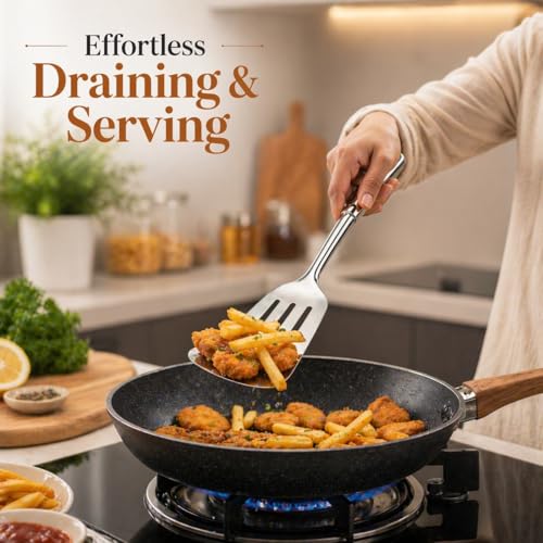 Stainless Steel Spatula Set with Sieve, 3-Piece Kitchen Utensil Set, Solid & Slotted Turner, Fish, Eggs, BBQ, Metal Spatulas