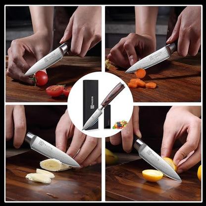 PAUDIN Paring Knife, 3.5 Inch Fruit Knife, High Carbon 5Cr15Mov Stainless Steel Forged Paring Knife, Ultra Sharp Small Kitchen Knife, Ergonomic Wooden Handle with Elegant Gift Box - style: 3.5'' Paring Knife