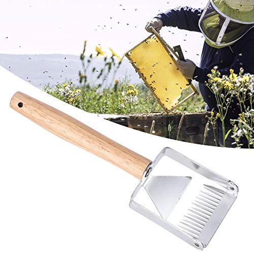 Haofy Honey Scraper Multifunction Beehive Uncapping Fork Honey Shovel Beekeeping Knife Tool Stainless Steel Wood Handle