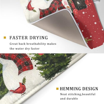 Christmas Tree Snowman Dish Drying Mats for Kitchen Counter 18×24 Inch Bird Snowflake Large Microfiber Drying Mat Kitchen Accessories Dish Rack Mat Drainer Pad Washable Absorbent - size: 18" x 24"