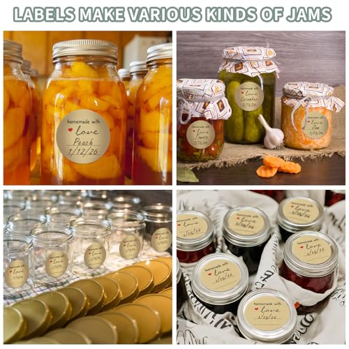 500 Pcs 2″ Round Homemade with Love Kraft Labels – Canning Jar Stickers for Jelly, Jam, Spice Containers, Baked Goods, Pantry Organization, Gift Packaging & Small Business - color: Homemade With Love (Standard)