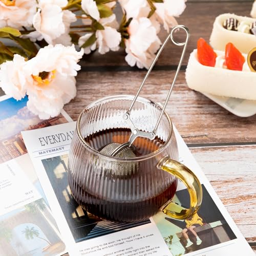 Yinder 30 Pcs Loose Leaf Tea Infuser Stainless Steel Mesh Snap Tea Ball Strainers with Handle Metal (Silver) - color: Silver