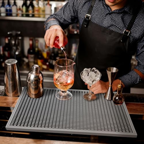 ZJWZLG Bar Mat 18"X12"(2 Pcs) Non-Slip Rubber Bar Mat, Spill Proof & Design,Easy to Clean Textured Surface forHome Bar,Coffee Station, Bartending - Protects Countertops & Glassware(Gray). - color: Grey-2pcs, size: 18" x 12"