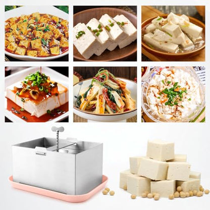Stainless Steel Tofu Press with Presser Towel & Drip Tray,DIY Tofu Maker for Homemade Firm Tofu,Paneer & Cheese Press Prensa Para Queso for Homemade Tofu,Easy to Use and Clean