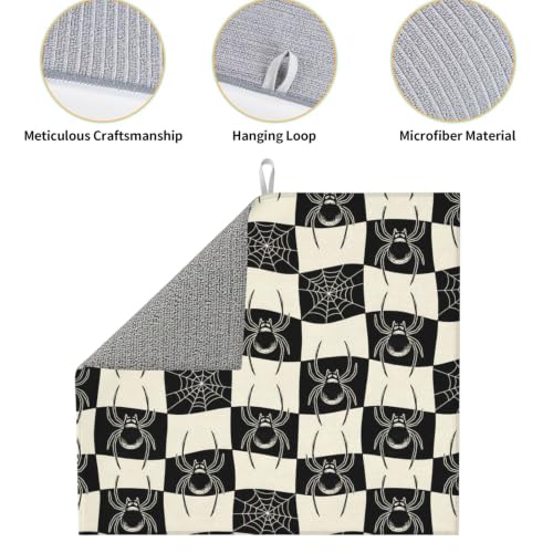 Spiders Spiderwebs Checkerboard Dish Drying Mats for Kitchen Counter, Super Absorbent Microfiber Drainer Pad, Washable Reversible Appliance Protector, Everyday Kitchen Must-Have, 16x18 Inch - color: Spiders Spiderwebs Checkerboard