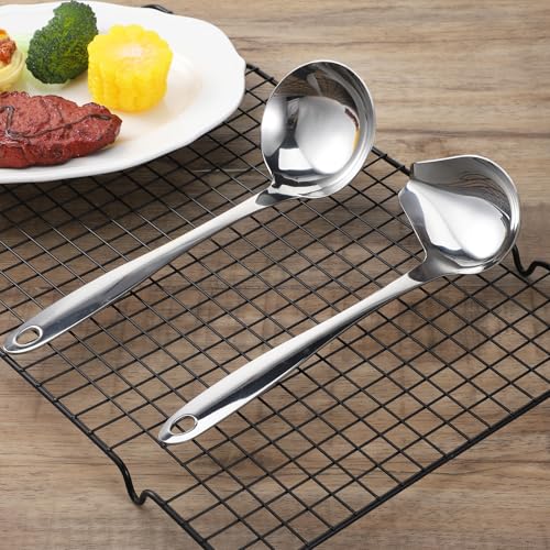 2 Pcs Gravy Spoon Stainless Steel Gravy Ladle Sauce Ladle and Small Ladles with Pour Spout 7.8'' Sauce Soup Spoon Small Drizzle Ladles for Cooking Serving Canning