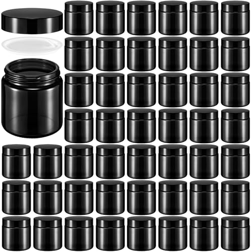 Norme 48 Pcs 4 oz Glass Jars with Lids Leakproof Round Airtight Empty Cosmetic Jars with Inner Liners Lid for Storing Lotions Powder Ointments Making Tins (Black) - color: Black, size: 4 oz