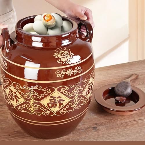 Fermentation Crock With Lid Traditional Chinese Porcelain Sauerkraut Fermentation Jar Ceramic Crock Pickling Pot(50L) - size: 50L