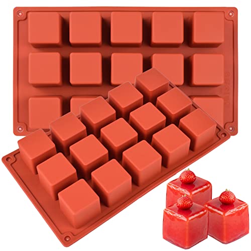2 Pack Square Silicone Mold, Candy Chocolate Mousse Cake Baking Mold Dessert Molds for Soap,Ice cream,Truffle,Brownie