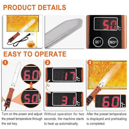 Electric Honey Cutter, Stainless Steel Honey Uncapping Knife with Temperature Control(50-180℃), Honey Extractor for Honey Combs, Beekeeper