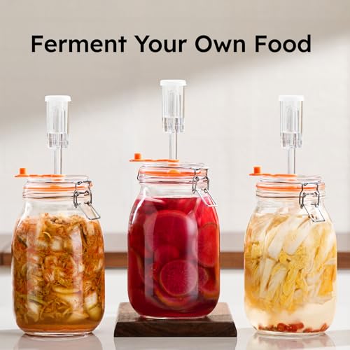 JILLMO Fermentation Jar, 1.8 Liters Glass Fermenting Kit for Making Sauerkraut, Kimchi, Pickles and More, Pack of 2
