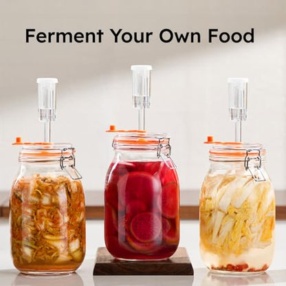 JILLMO Fermentation Jar, 1.8 Liters Glass Fermenting Kit for Making Sauerkraut, Kimchi, Pickles and More, Pack of 2