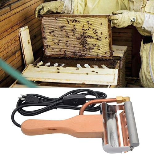 Electric Honey Extractor Equipment, Stainless Steel Honey Uncapping Knife, with Wood Handle, Beeswax Heating Cutter for Beekeeper Honey Collection