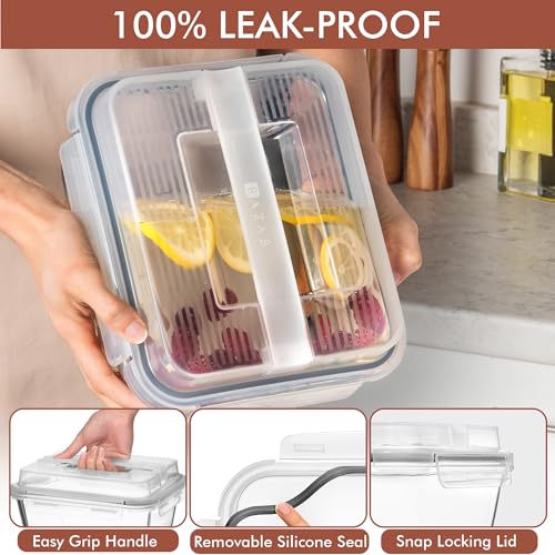 Razab 2700ml / 91Oz / 11.5 Cups Large Glass Food Storage Containers with Lids - Glass Meal Prep Containers for Roasting & Storing Leftover, Glass Lunch Container, Microwave & Oven Safe - color: Black
