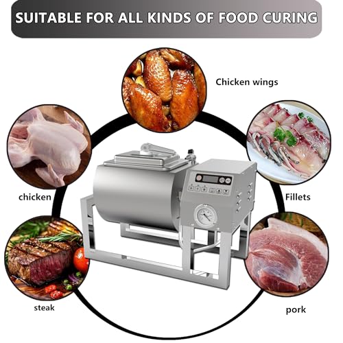 Hakka Meat Tumbler Marinator, Vacuum Curing Machine, Rapid Marination Process, 36lb/18 liters