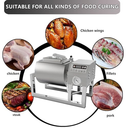 Hakka Meat Tumbler Marinator, Vacuum Curing Machine, Rapid Marination Process, 36lb/18 liters