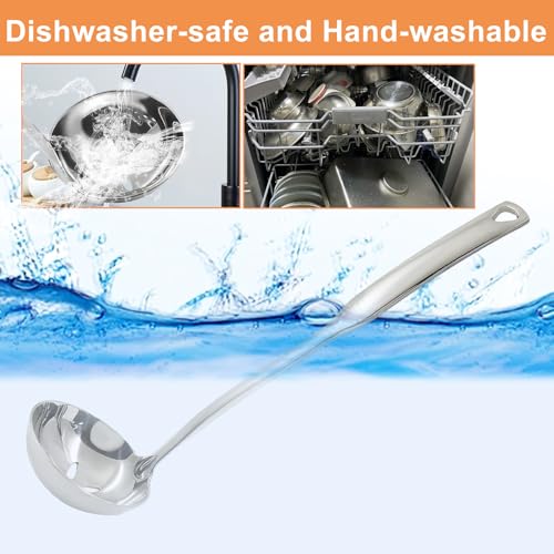 1Pcs 11.8 Inch Stainless Steel Soup Ladle, Stainless Steel Heavy Ladle with Pour Spout for Cooking/Serving Canning(Style-3) - size: Style-3