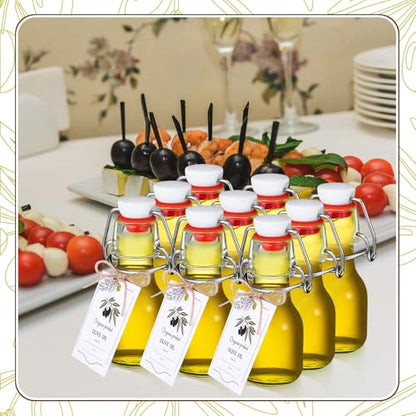 20 Sets Mini Limoncello Bottles Small Swing Top Glass Bottles Tiny Jar for Table Centerpieces Beverages Homemade Christmas Baby Shower Wedding Party Favors for Guests(2oz,Olive) - size: 2oz, style: Olive