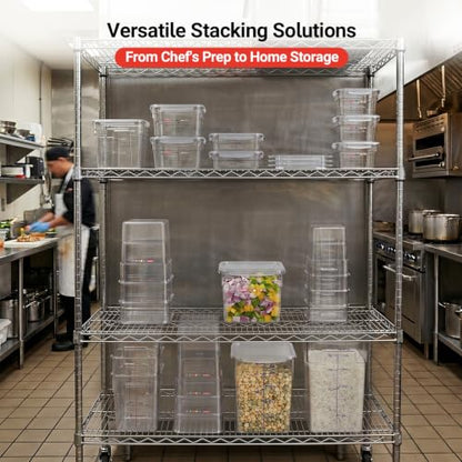 2 Pack 6 QT Airtight Food Storage Containers with Lids, Commercial Kitchen Ingredient Containers with Recessed Handles and Labeling Area, Clear Stackable Storage for Rice, Flour, Sugar, Grains - size: 2 X 6.0(QT)