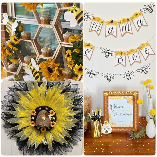 Tidponra 120PCS Bumble Bee Décor, Resin Honey Bees for Crafts, Small Plastic Bees Ornaments for Decorations