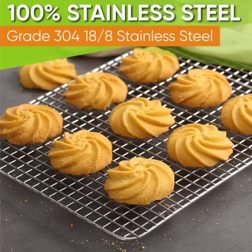 Spring Chef 8.5" x 12" Stainless Steel Cooling Racks, Wire Rack for Baking Sheet - Fits Small Quarter Sheet Pan - Perfect for Cooking, Baking, Grilling, Smoking - Dishwasher Safe - Set of 2 - size: 8.5"x12", style: 2 Pack