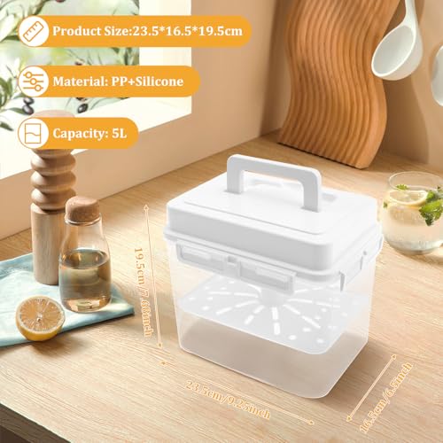 Fermentation jar, Kimchi Containers, Plastic Press Fermentation Container With Hidden Handle Press Tray Design Clear Good Sealing Sauerkraut Press Container for Olives Black Cherries Jalapenos (5L) - color: 5L