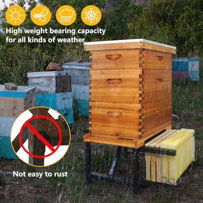 2 Pack Metal Hive Stand Hive Frame Holder with Adjustable Length Black Metal Bee Hives Stand Easy to Assemble Sturdy Beehive Stand for Beekeeping - size: 2 PCS
