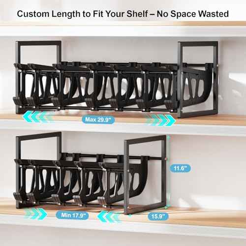 iSPECLE Pantry Can Organizer - Auto-Rolling, Expandable, Holds 120 Cans | Stackable For Walk-in Deep Pantry Shelve, Adjustable Width for Food Cans, Sturdy Metal Frame, Easy Access & Restocking, Black - color: 120 Cans, Black