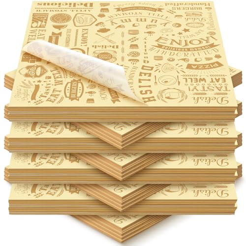 Outus 600 Pcs 12 x 12 Inch Deli Wax Paper Sheets Grease Resistant Tray Basket Liners Newsprint Paper Water and Grease Proof Sandwich Wrapping Square Hot Dog Wrappers for Food Baking (Light Yellow) - color: Light Yellow