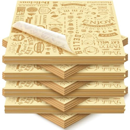 Outus 600 Pcs 12 x 12 Inch Deli Wax Paper Sheets Grease Resistant Tray Basket Liners Newsprint Paper Water and Grease Proof Sandwich Wrapping Square Hot Dog Wrappers for Food Baking (Light Yellow) - color: Light Yellow