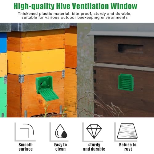 8 Pcs Bee Hive Entrance Reducer, Portable Beehive Entrance Reducer, Green Square Bee Hive Mouse Guards, Entrance Gate Bee Supplies for Beekeepers Beekeeping Tool - color: Green