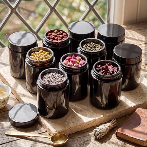 Domensi 36 Pcs Bulk 6oz Glass Jars with Lids Leakproof Round Airtight Empty Cosmetic Jars with Inner Liners Lid for Storing Lotions Spices Ointments Food Storage (Black) - color: Black