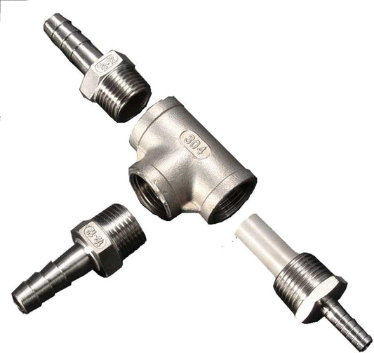 Home Brewing Stainless Steel Diffusion Stone Inline oxygenation Aeration Aerator Kit Oxygenation Diffuser for Wort Chiller Kettle Pump Beer Brewing