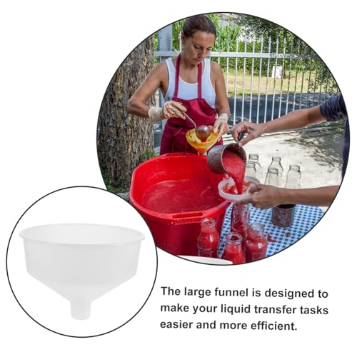 Extra Large Funnel Wide Mouth Sturdy Plastic for Canning Sediment Removal Kitchen Use Reusable