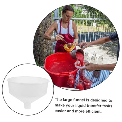 Extra Large Funnel Wide Mouth Sturdy Plastic for Canning Sediment Removal Kitchen Use Reusable
