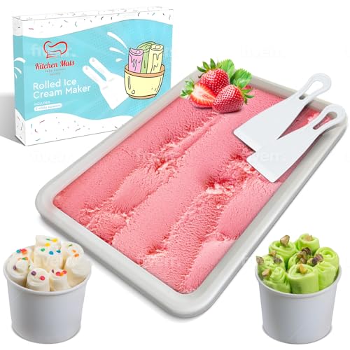 Extra Large Rolled Ice Cream Maker (14"x10") - Make Instant IceCream w/the Family - Manual Roll Your Own IceCream - Roll Ice Cream Tray - color: White