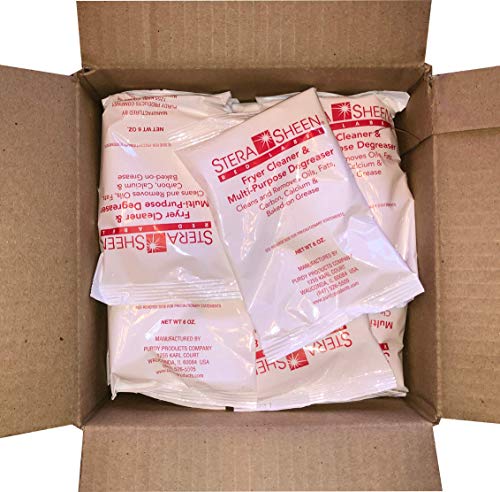 Stera Sheen Fryer Cleaner, 24 x 6 oz. Pkts, Stera Red Label Food Grade Fryer Cleaning Powder, Fryer Boil Out, Easy Use Portion Packets - size: 6 Ounce (Pack of 24)