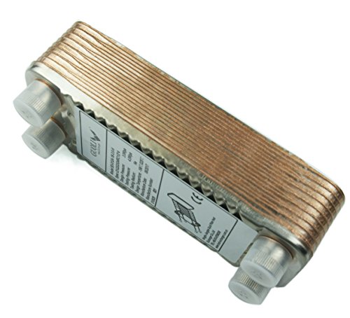 Brazed 18 Plates Heat Exchanger and Wort Chiller,Copper Brazed Wort Chiller R1/2" X 4,Stainless Steel Beer Chiller for Homebrew