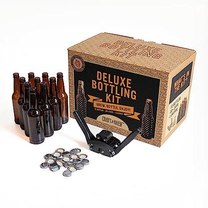 Deluxe Bottling Kit – Craft a Brew Homebrew Bottler Equipment – Home Brewing Easy Bottling Set – 10 Empty 12oz. Amber Glass Bottles – 30+ Caps – 1 Capper… - style: 1 Gallon Cap + Kit