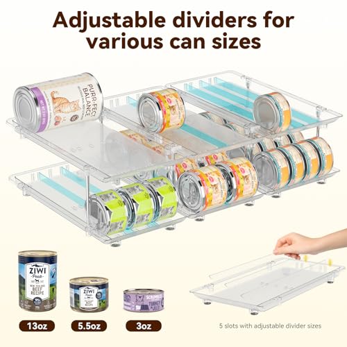 Can Organizer for Pantry, Modular 2-Tier Adjustable Canned Cat Food Organizer for Soup Cans, Dog Food Cans & Beverage Cans, Clear Can Rack for Pantry and Fridge - size: 2 Tiers-6 Pcs